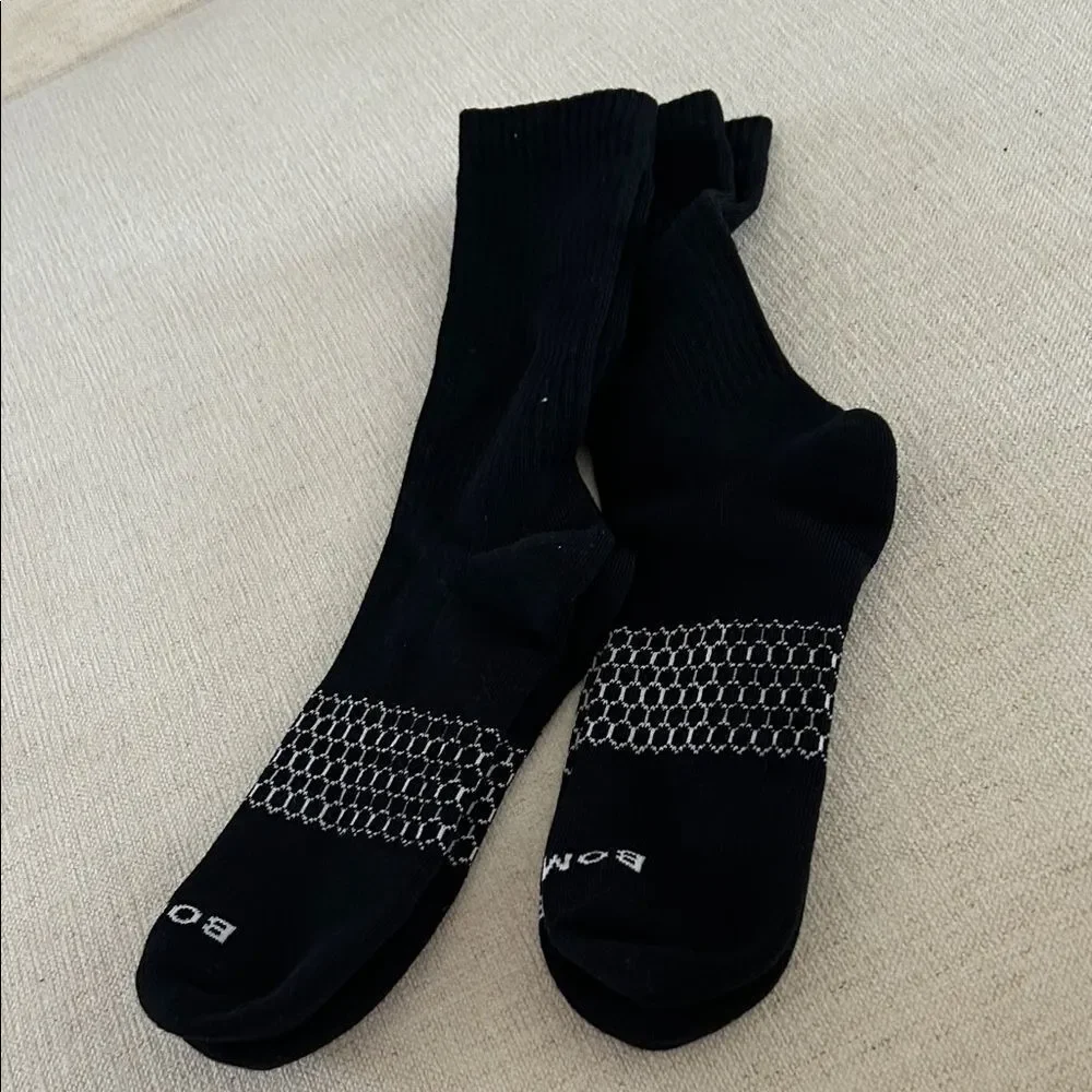 BOMBAS BUNDLE TWO PAIR OF Women's Solids Half Calf Socks, Black, NWOT, LARGE